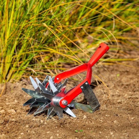 KADAX Sterfrees met wiedemes, tuinfrees, kruimelaar voor het losmaken van de BO-den, cultivator voor tuin, gazon, onkruid, rolhak, grondkruimelaar van staal, rolcultivator (zonder steel) van Merkloos	 — afbeelding 3