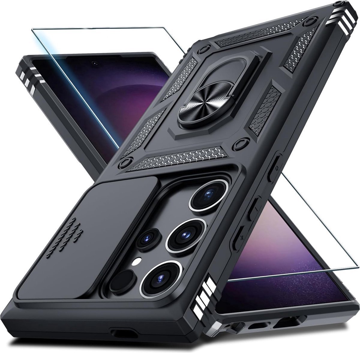 Cityhoesje – Armor Kickstand Ring Backcover – Geschikt voor – Samsung S25 Ultra