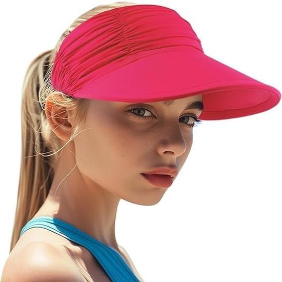 Baynetin Zonneklep voor dames, uv-bescherming, opvouwbaar, strandhoed, sport, uv-bescherming, dubbele leren bescherming, zonnehoed voor spel, outdoorsport, one size
