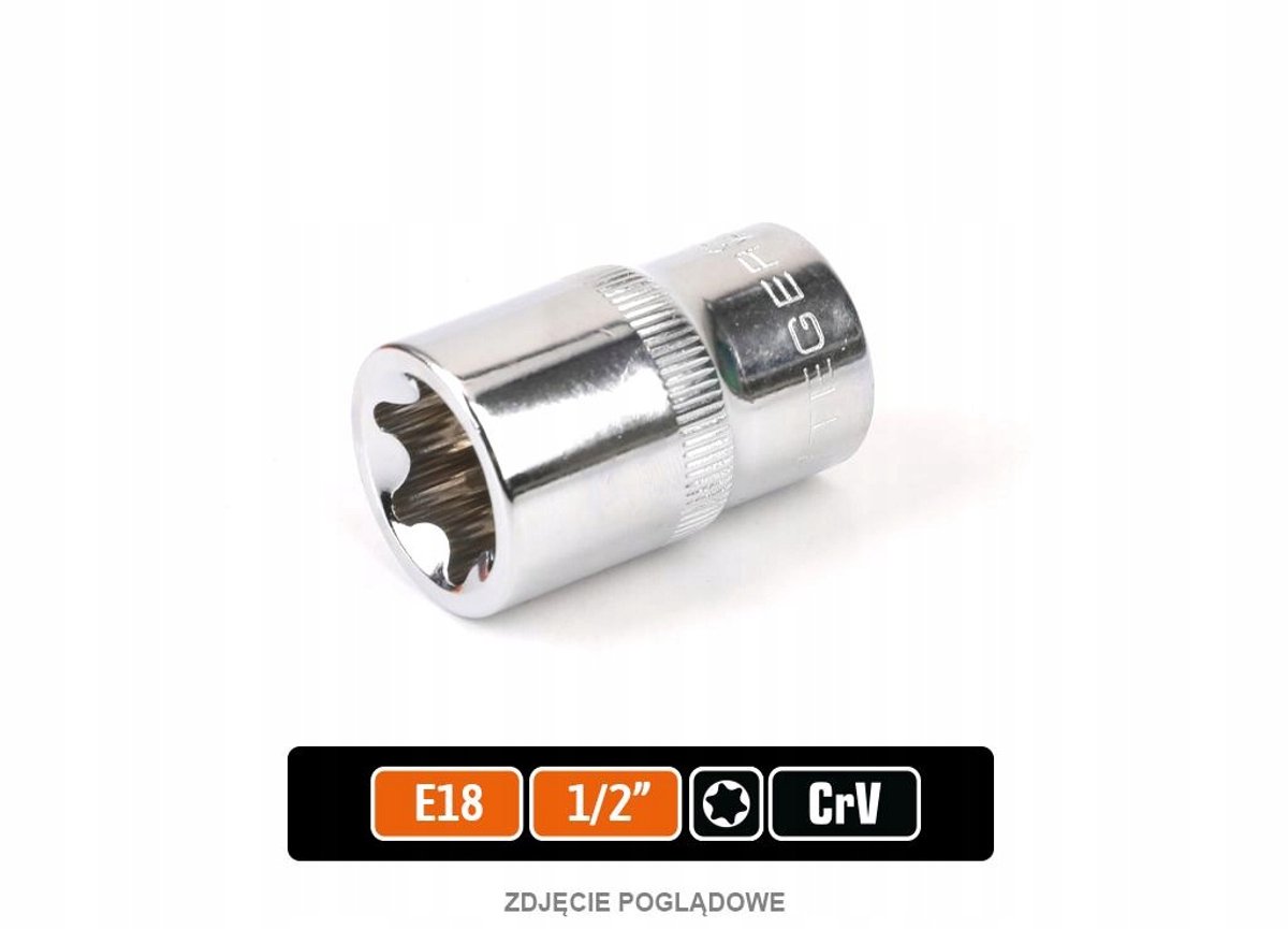 Teger Torx Dop Dop 1/2" E18 - Duurzaam CRV-staal