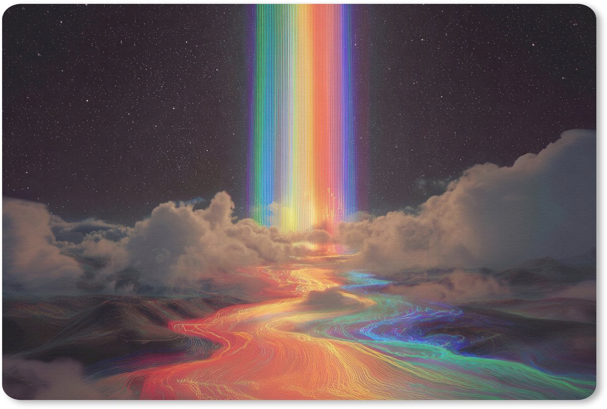 Muismat 27x18 cm - Mousepad Regenboog - Verticaal - Sterrenhemel - Wolken - Muismatten