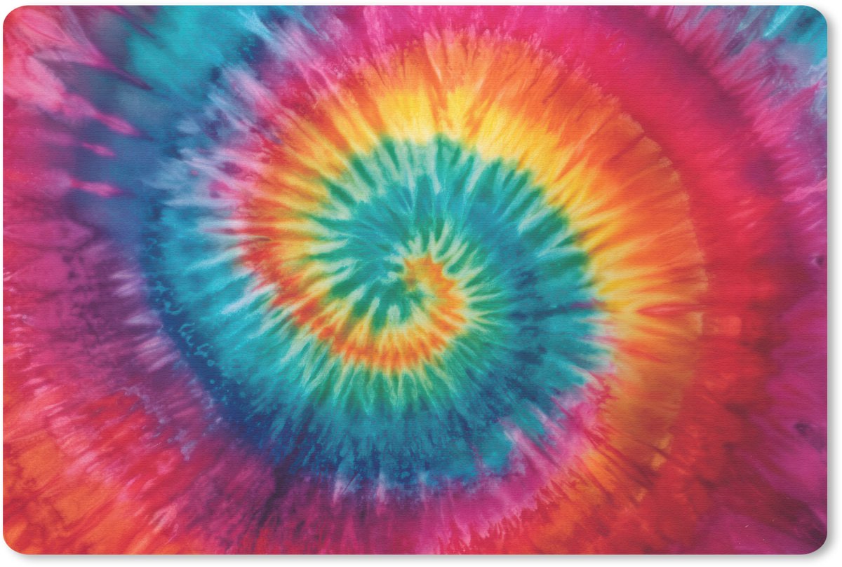 Muismat 27x18 cm - Mousepad Regenboogkleuren - Tie dye - Muismatten