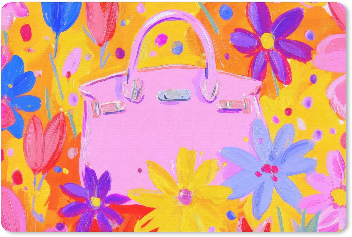 Muismat 27x18 cm - Mousepad Tas - Roze - Bloemen - Muismatten