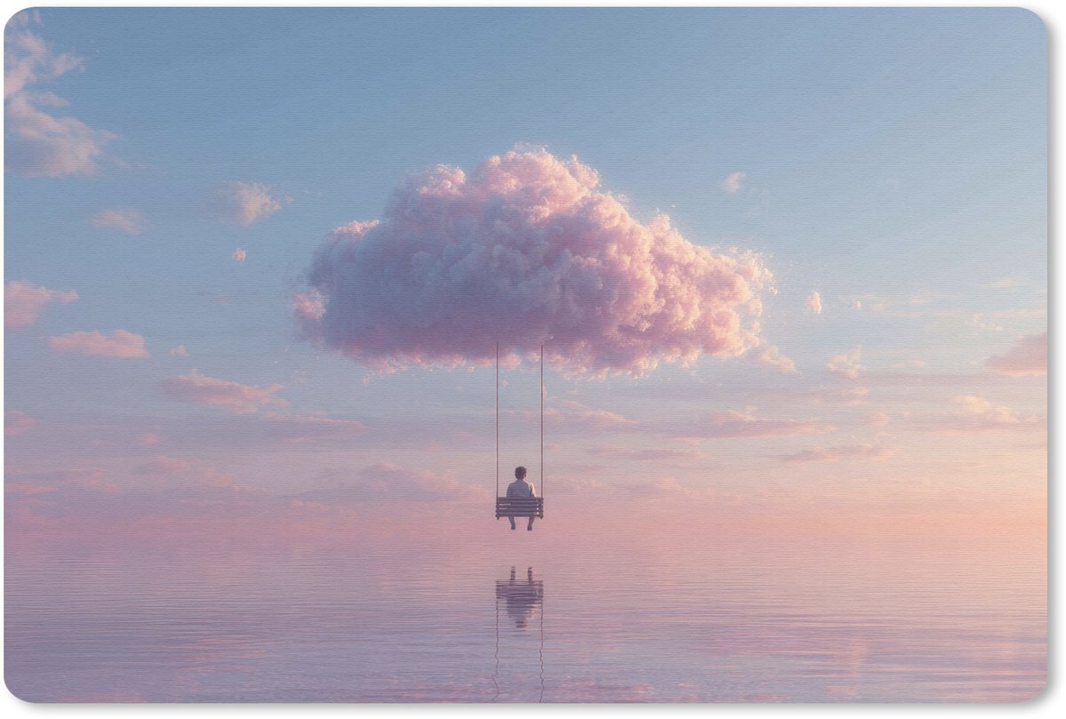 Muismat 27x18 cm - Mousepad Wolk - Schommel - Kleurrijke lucht - Muismatten