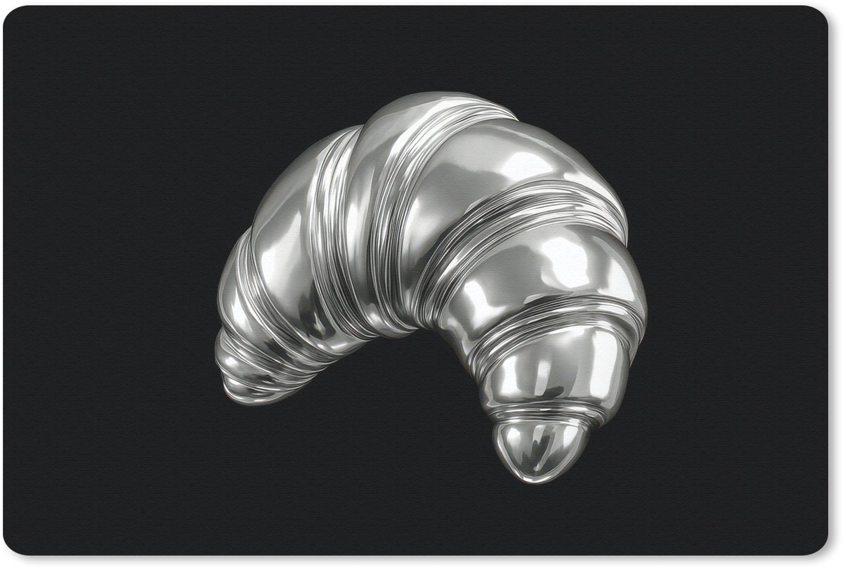 Muismat 27x18 cm - Mousepad Croissant - Metaal - Zilver - Muismatten