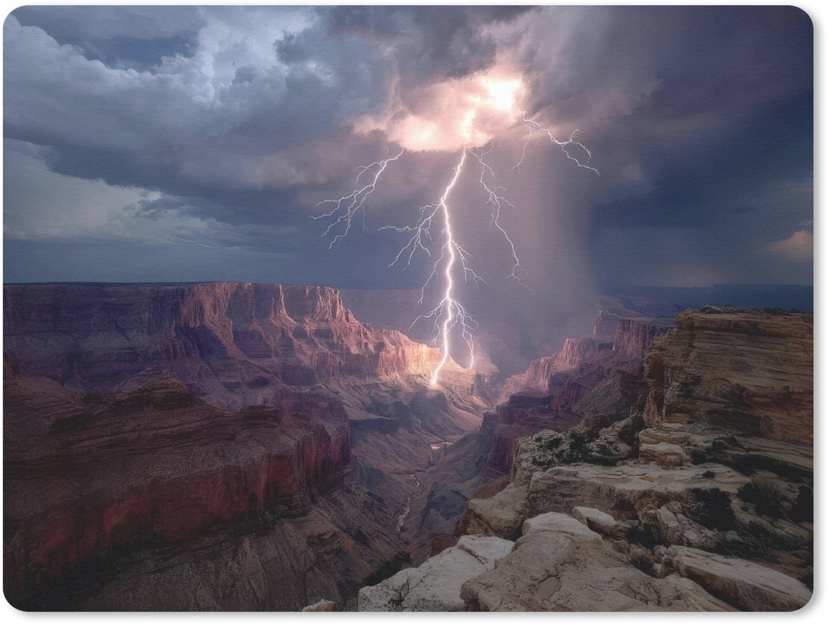 Muismat 23x19 cm - Mousepad Bliksem - Wolken - Canyon - Muismatten