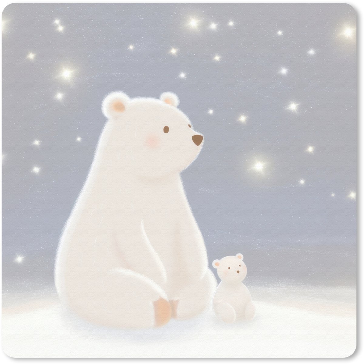 Muismat 30x30 cm - Mousepad Ijsbeer - Sneeuw - Sterren - Blauw - Muismatten