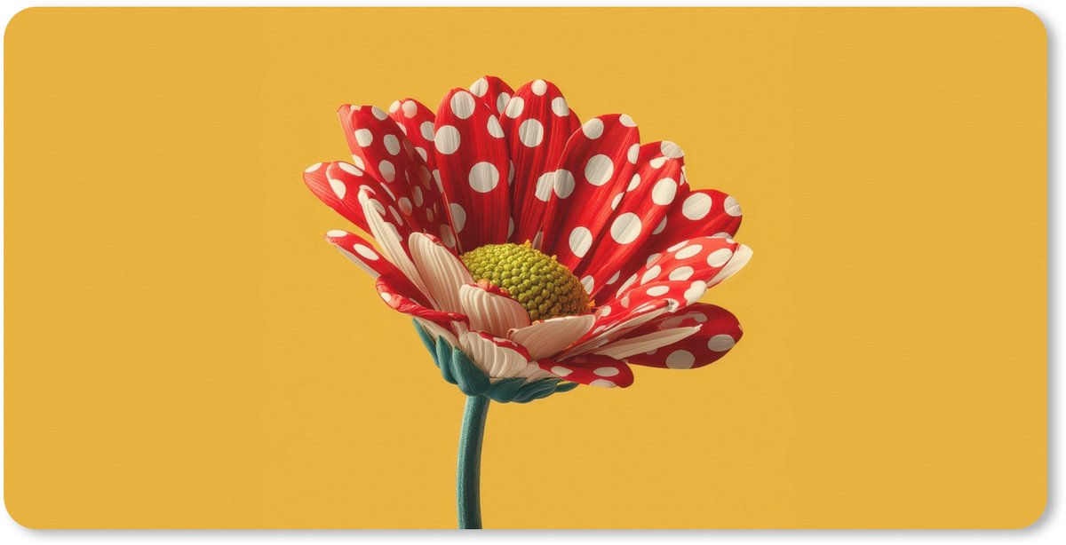 Muismat XXL 100x50 cm - Bureau onderlegger - Bureau mat Bloem - Rood - Stippen - Bureaumat - Gaming mousepad xl - Bureaulegger groot - Computer deskmat