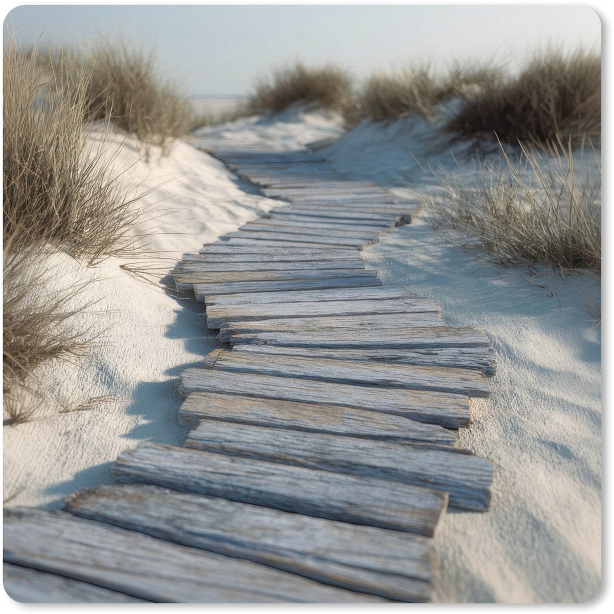 Muismat XXL 40x40 cm - Bureau onderlegger - Bureau mat Pad - Planken - Duinen - Gras - Bureaumat - Gaming mousepad xl - Bureaulegger groot - Computer deskmat