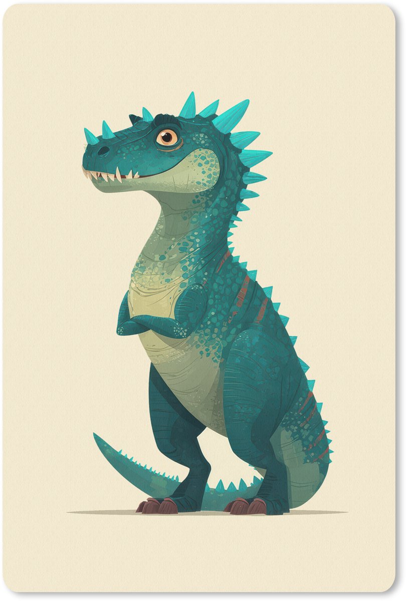 Muismat 18x27 cm - Mousepad Dinosaurus - Turquoise - Stekels - Muismatten