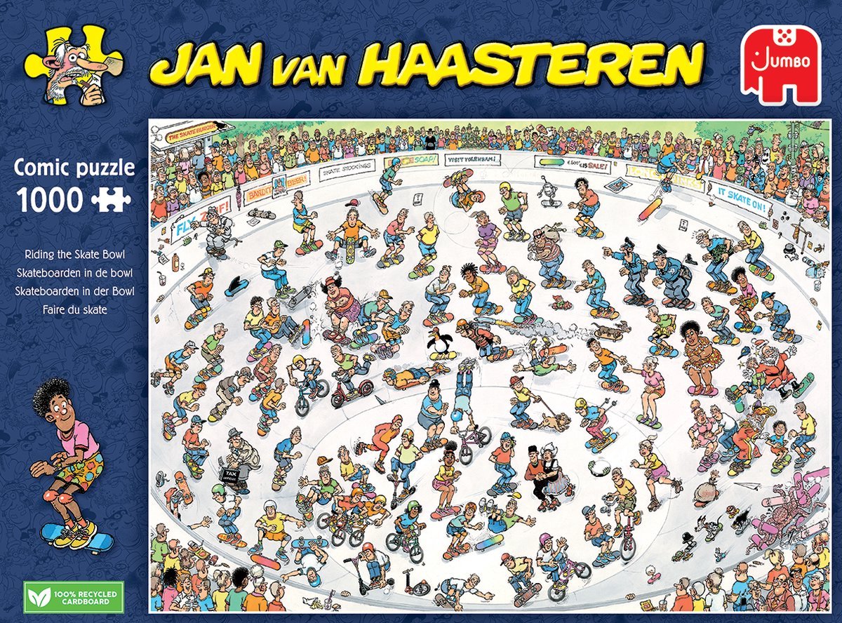 Jan van Haasteren - Skateboarden In De Bowl - 1000 stukjes puzzel - Legpuzzel — afbeelding 4