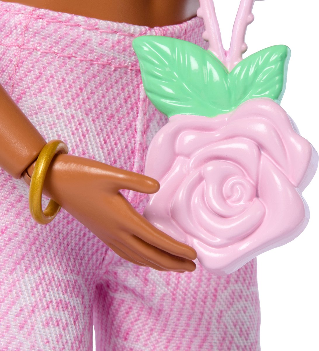 Barbie Deluxe Stijl - Roze Denim Croptop en Bruin Haar - Modepop — afbeelding 2