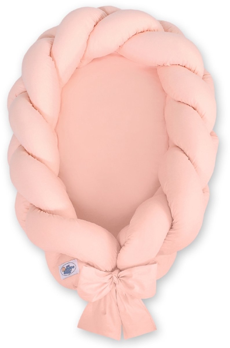 Gevlochten babynestje 2 in 1 - pastelroze