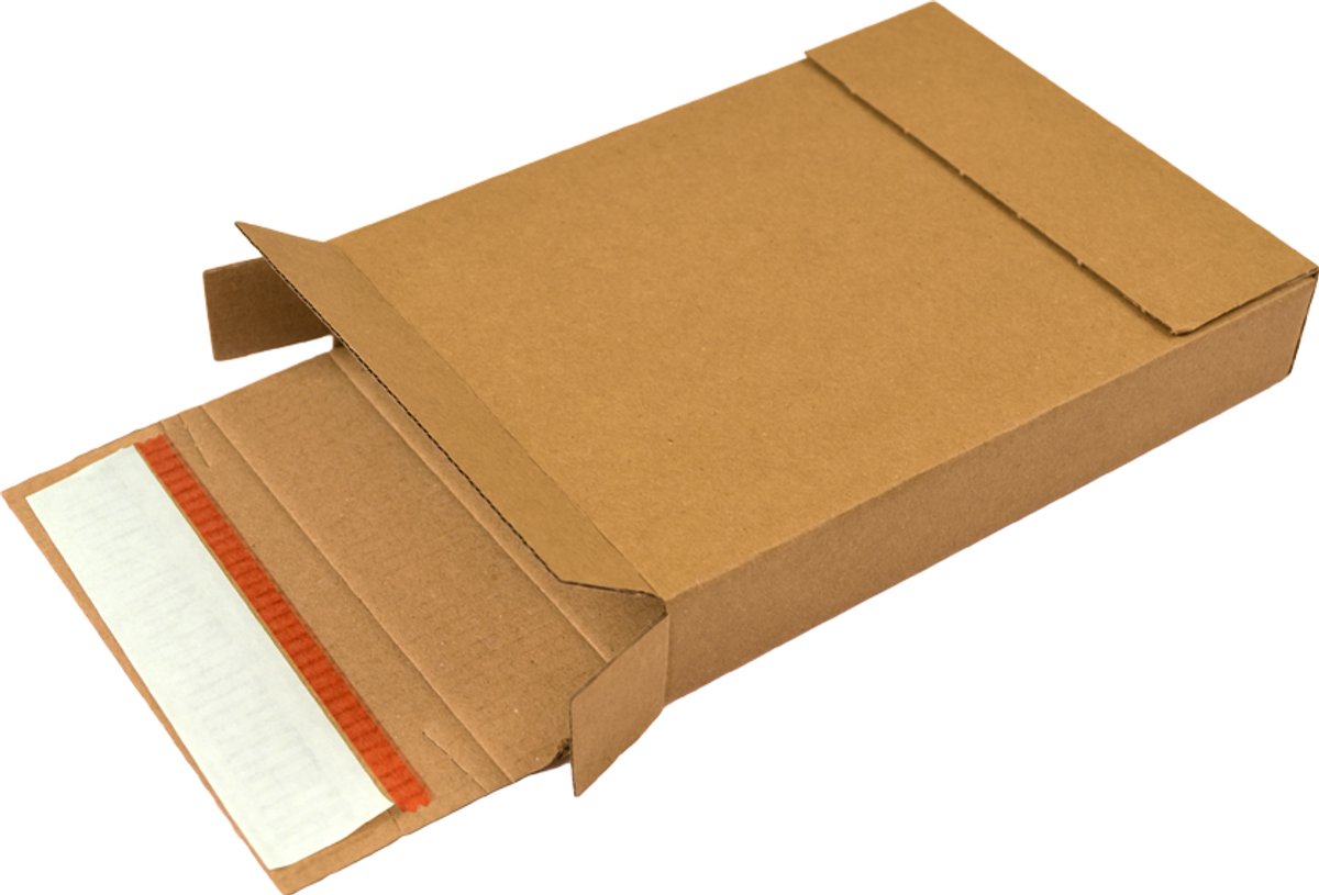 25x Brievenbusdoos A6 - 160 x 120 x 26 mm - Bruin - Zelfklevend met Plakstrip - Stevig Karton - Makkelijk te Vouwen - Platte Verzenddoos - 100% Recyclebaar - Met Tearstrip
