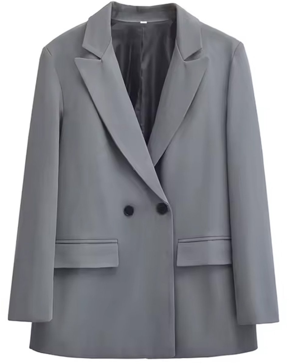Oversized Blazer Dames - Colbert - Mode - Grijs - Maat S