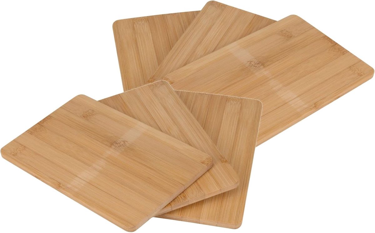 6-delige set bamboe snijplanken 22 x 14 cm - natuur houten keukenplanken