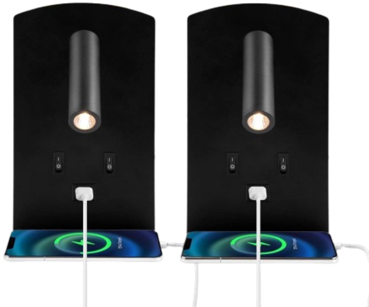 Bedlampjes Hoofdbord - Leeslampjes - Bedlamp Slaapkamer Volwassenen - 2 Stuks - Zwart