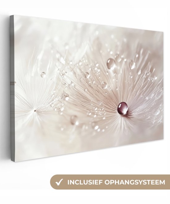 Canvas schilderij 120x80 cm - Wanddecoratie Bloem - Abstract - Wit - Water - Natuur - Muurdecoratie woonkamer - Slaapkamer decoratie - Kamer accessoires - Schilderijen op canvas