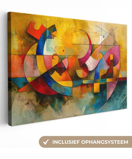 Canvas schilderij 120x80 cm - Wanddecoratie Kunst - Abstract - Aesthetic - Kleurrijk - Art - Muurdecoratie woonkamer - Kamer decoratie modern - Abstracte schilderijen