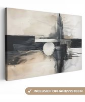 Peinture sur toile 120x80 cm - Décoration murale Abstrait - Zwart et blanc - Peinture - Moderne - Décoration murale salon - Décoration chambre moderne - Tableaux abstraits