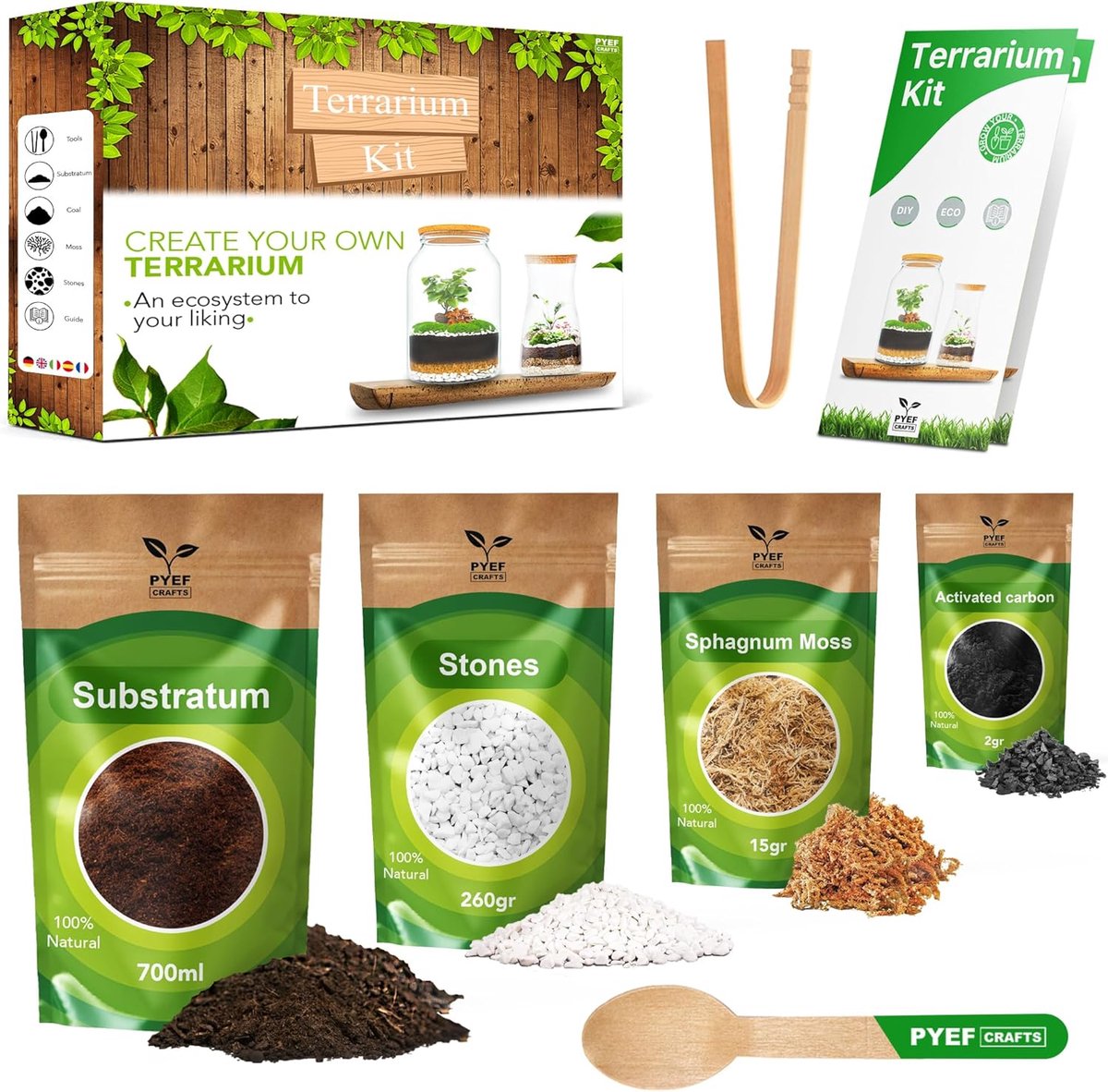 DIY Terrarium Set voor Zelfvoorzienend Ecosysteem - Glazen Terrarium met Planten