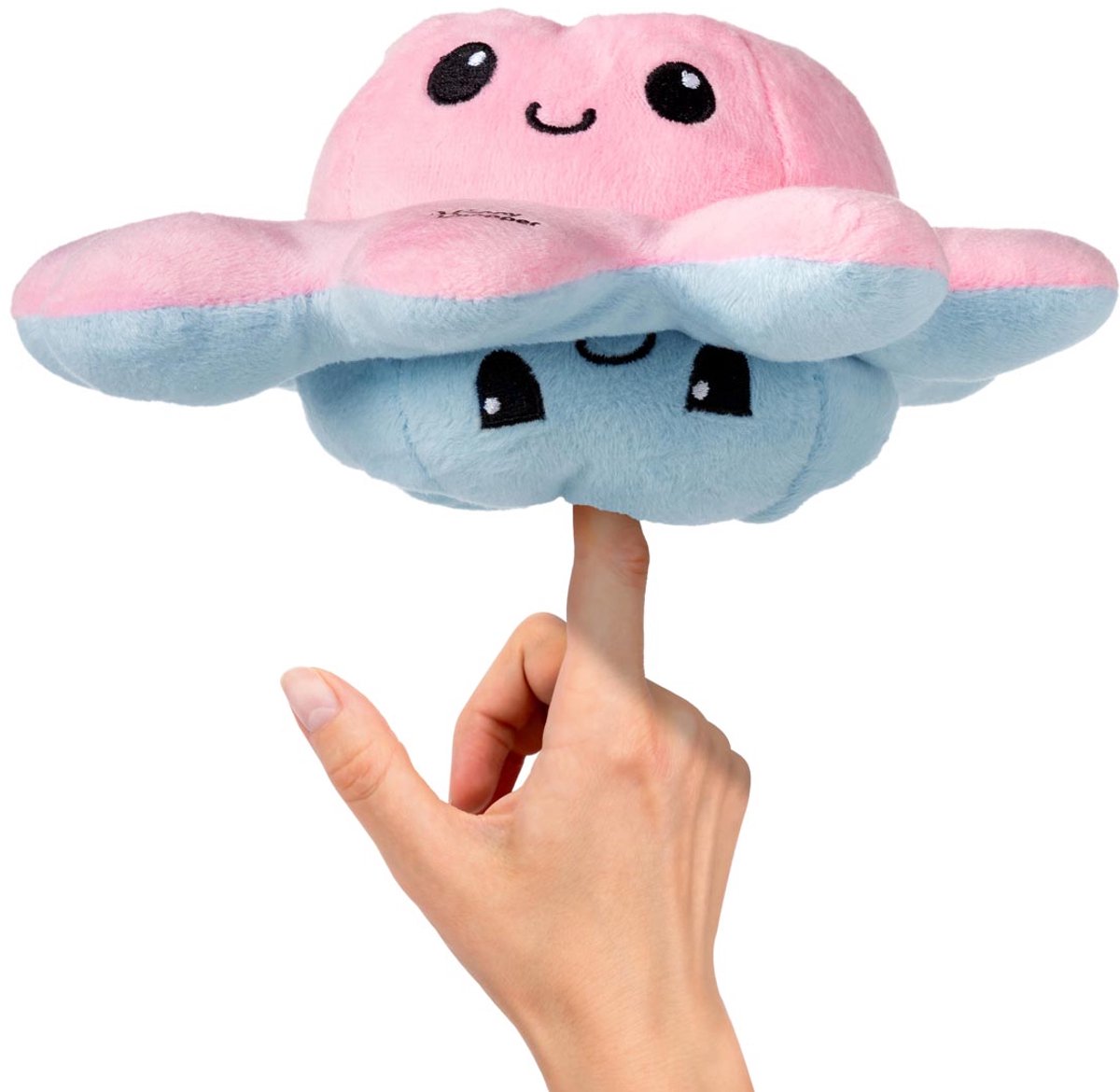 Mood octopus knuffel - Knuffels - Knuffeldier - Pluche speelgoed - Reversible - 20 cm - Blauw/roze