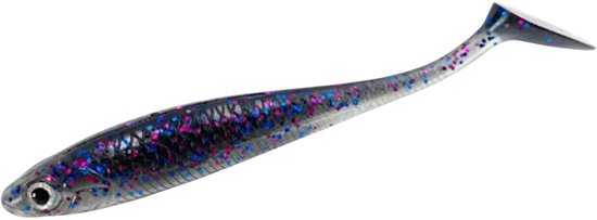 S&D - Shad Set 10 Stuks - 9cm / 5.5g - Grijs / Paars - Realistisch Kunstaas met Glitters & Schubbenpatroon - Voor Snoek, Baars & Roofvis van S&D — afbeelding 2