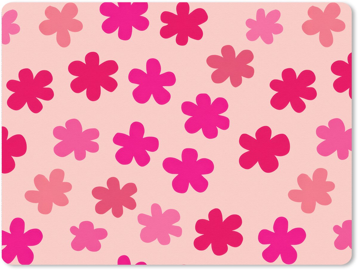 Muismat XXL 80x60 cm - Bureau onderlegger - Bureau mat Bloemen - Patroon - Roze - Bureaumat - Gaming mousepad xl - Bureaulegger groot - Computer deskmat
