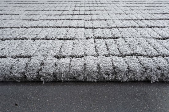 Tapis Rugsman Kyoto 014.0002.5131 - 160 x 230 cm - Grijs - Rectangulaire - Polyester - Salon - Géométrique - Shaggy - Poils longs, Moderne