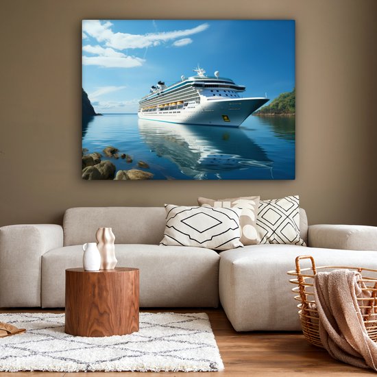 Peinture sur toile 160x120 cm - Décoration murale Bateau - Bateau de croisière - Water - Nature - Maritime - Décoration murale murale salon - Décoration chambre - Accessoires de chambre - Peintures