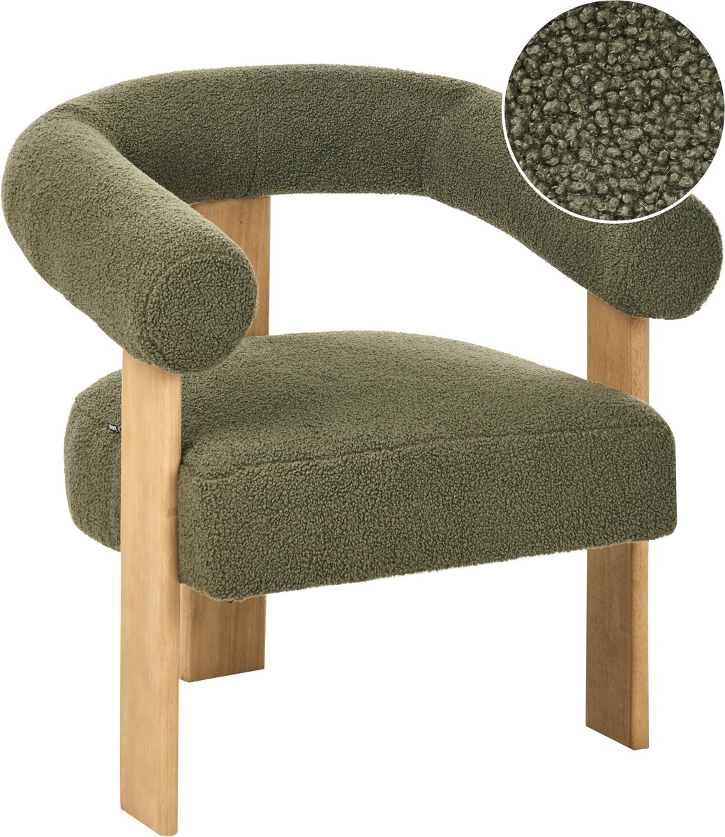 ILBRO - Fauteuil - Groen/Lichtbruin - Bouclé