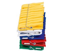 Set van 50 Kleurrijke Luran-wasknijpers - Geel, Wit, Blauw, Rood, Groen