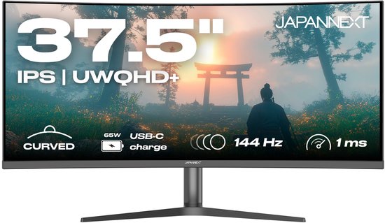 JAPANNEXT Curved Monitor Gamer 37.5" IPS UWQHD+ (3840x1600) 144Hz 1ms | JN-IB375C144UQR-H