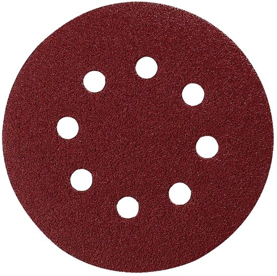 Rode schuurschijf met 8 gaten en een korrel 180.