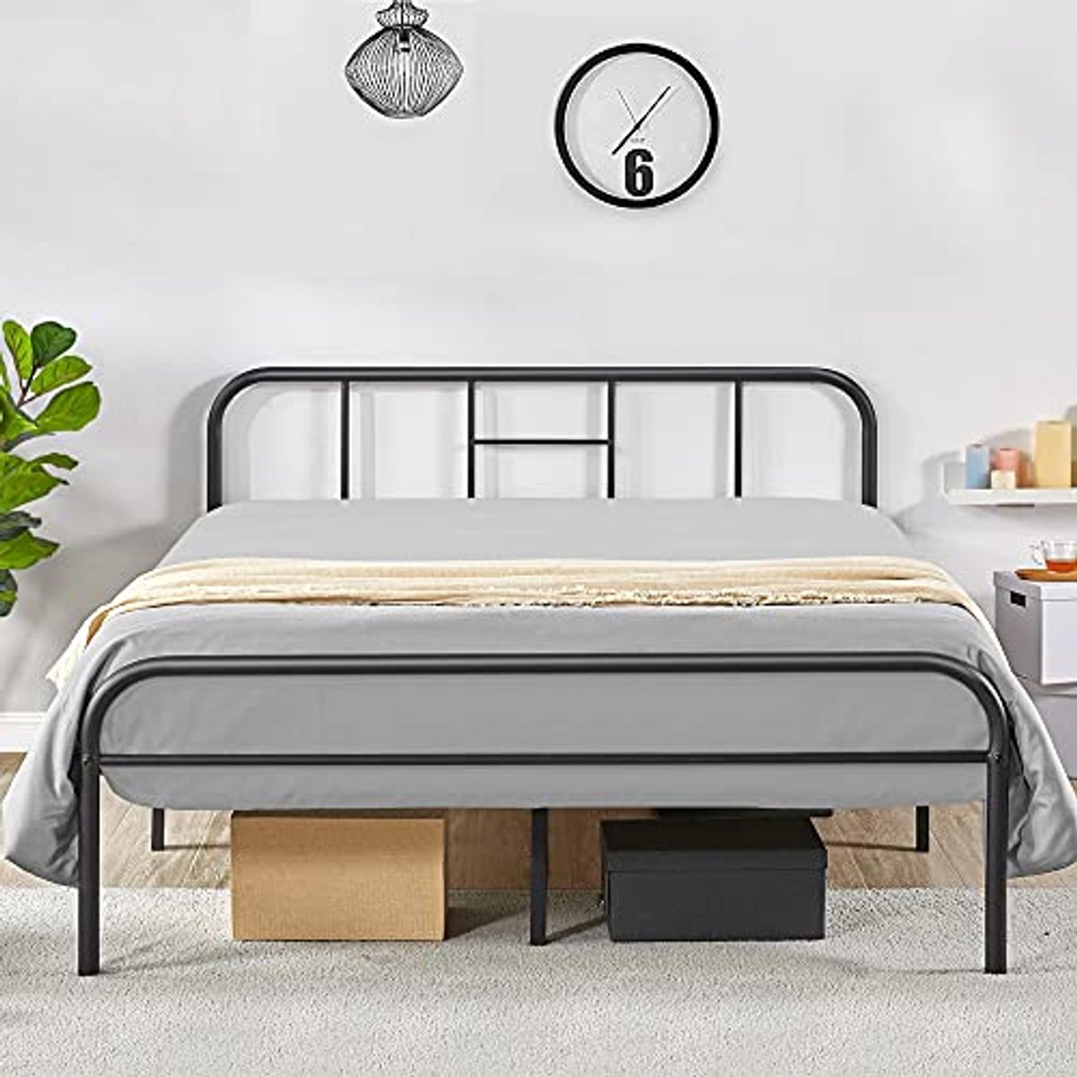 Metalen Bedframe met Lattenbodem en Hoofdbord - Tweepersoonsbed 140 x 200 cm, Ideaal voor 