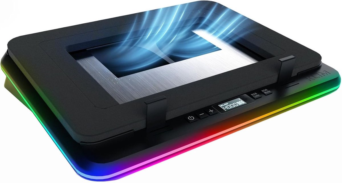 Laptopkoeler met 4 Turbo-ventilatoren voor Hoge Prestaties tot 16000 omw/min - USB-C, RGB, en 4 USB-poorten