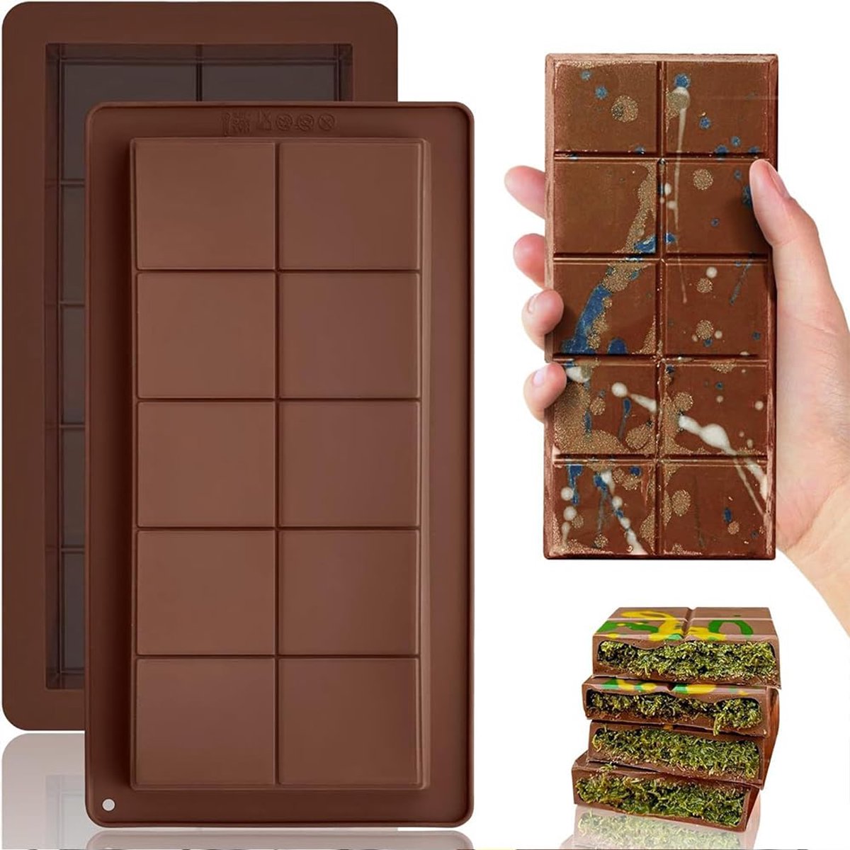 Ibenzoa® Set van twee siliconen vormen voor het maken van heerlijke chocolade en snoep