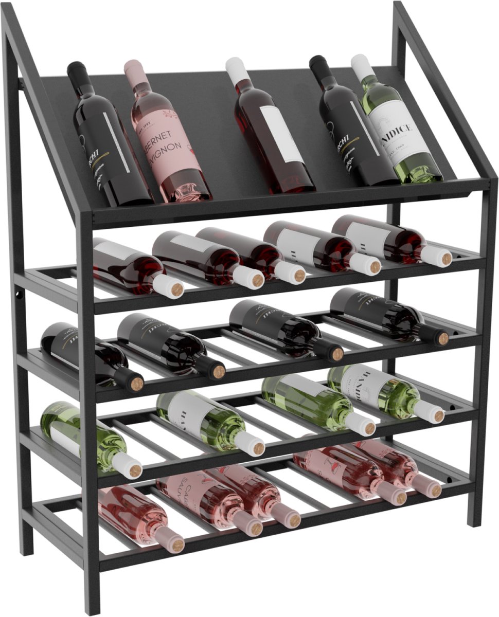 MetaloPro Wijnrek Napa – Zwart Metalen Flessenrek Voor 50 Wijnflessen, Robuust Design, Ideaal Voor Keuken, Kelder Of Bar – 95×80×30cm