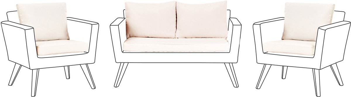 BELIANI VITTORIA - Tuinkussenhoezen set - Gebroken wit - Polyester