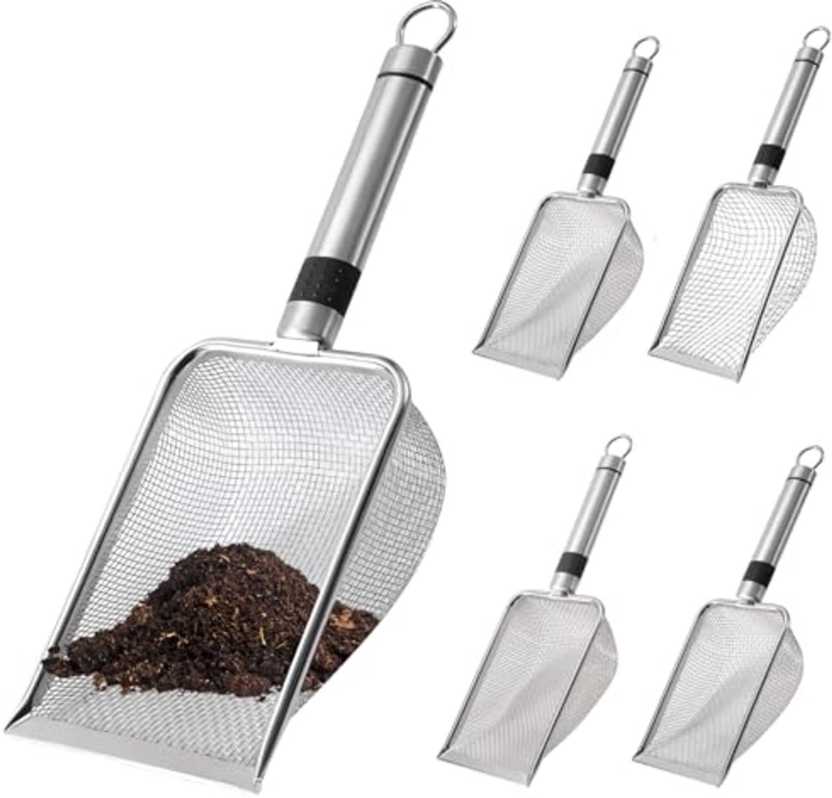 Tuinschop Grondzeef Set met 5 Zeefmaten voor Zand en Compost - Efficiënt Vuil en Stenen Scheiden