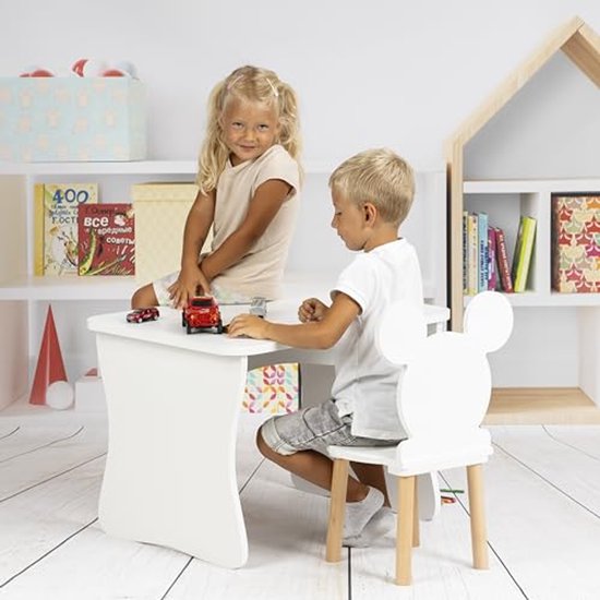 Houten Kinderbureau 70 x 52 x 49 cm met Stoel voor Kinderen van 3 tot 7 Jaar van Merkloos — afbeelding 5