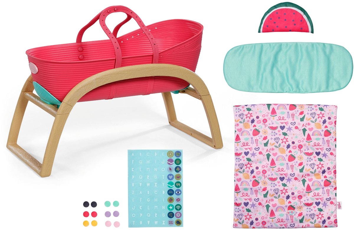 BABY born poppenbed 3-in-1 wieg reiswieg met creatieve pins.
