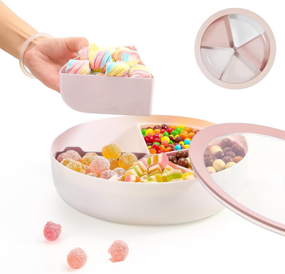 Orivio - Snoepdoos met deksel voor opslag van snacks, roze, 28,6 x 8 cm