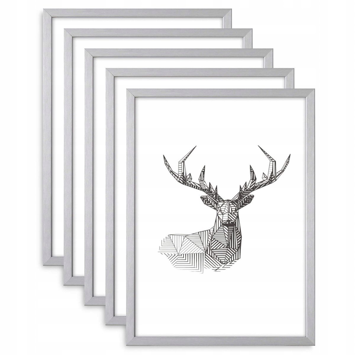 Zet 5 Zilveren Houten Fotolijsten 30x40 cm - Modern Design