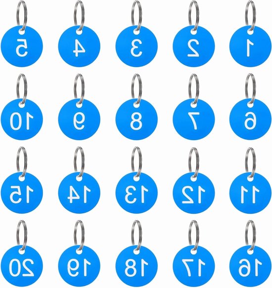 Q&A Number Tags 1-30, Number Labels Metal, Hollow Numbered Stainless Steel Tags with Ring Numbers Keychains for Dorm Suitcase, Lockers, Kitchen, Offic (A-20mm