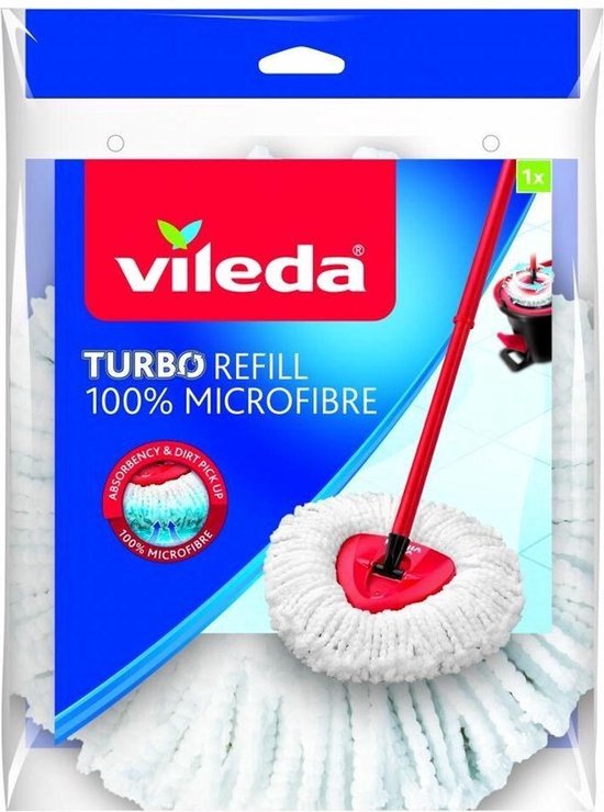 3x Vileda Turbo Classic 100% microfibre de remplacement - 1 par paquet - Convient à tous les systèmes de centrifugeuse Vileda - Pour sols durs