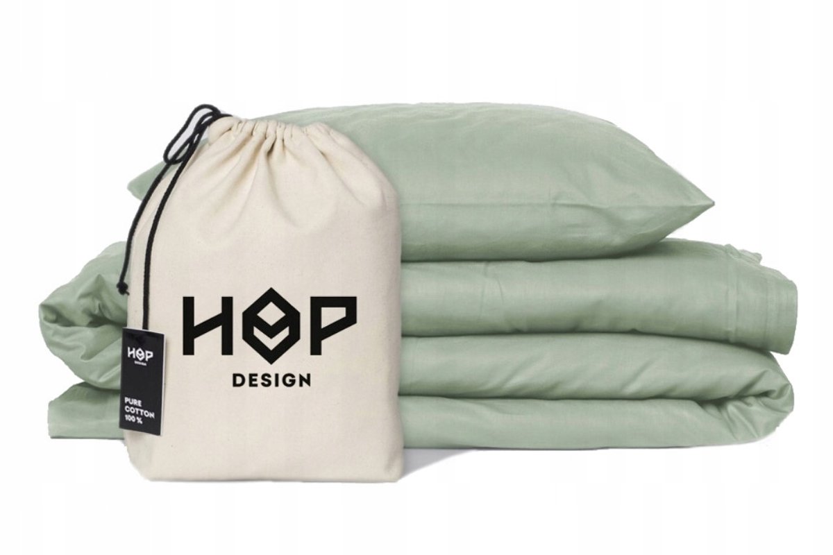 Hop Design Katoenen Dekbedovertrek 140x200 cm - Saliegroen