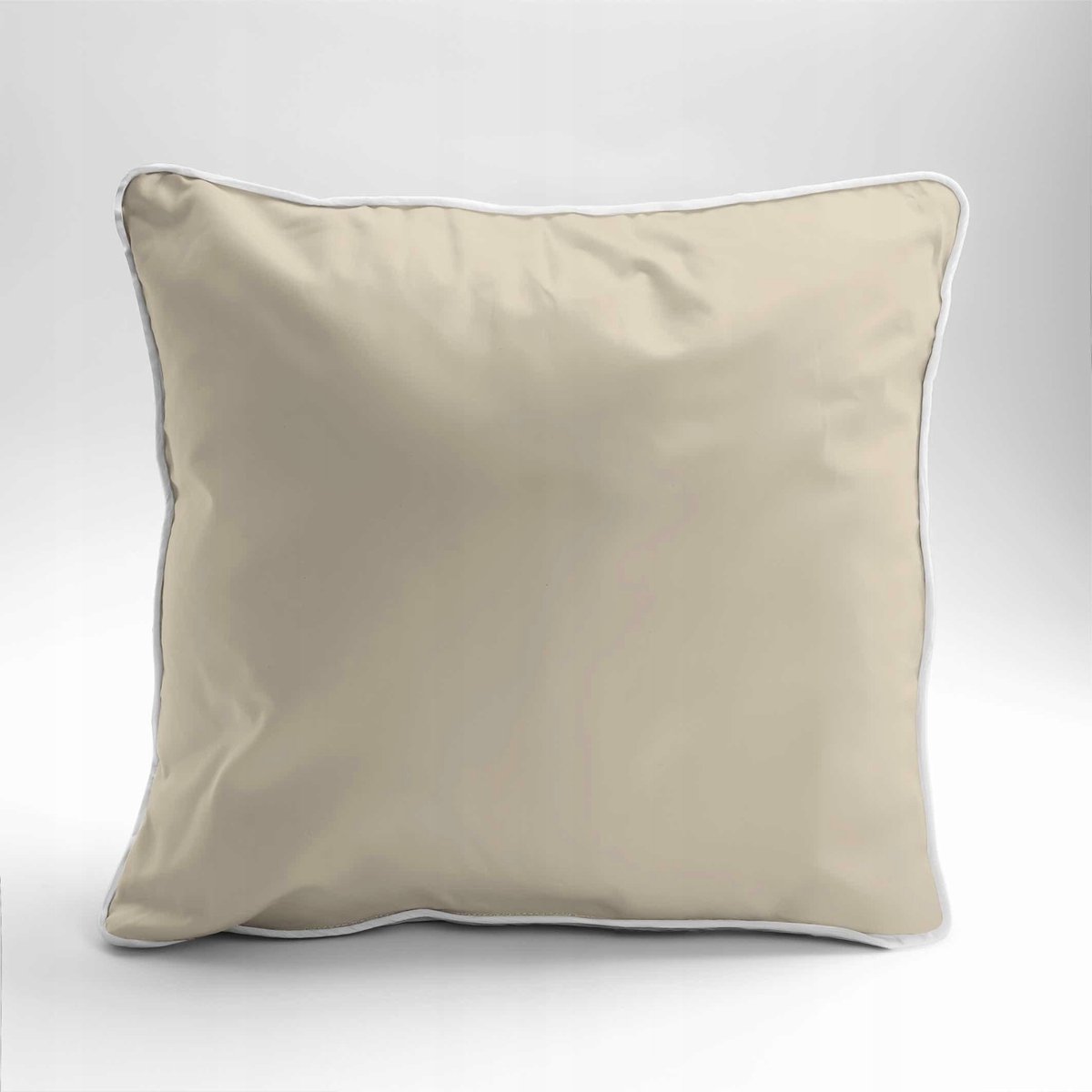 Mako Satin Kussensloop 40x40 Beige met Bies - Zacht & Duurzaam