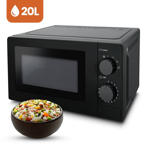 Four à micro-ondes Golermo Solo – 20 L – 700 W – 8 programmes de cuisson automatiques – 5 niveaux de puissance – Minuteur numérique – Plateau tournant Ø 255 mm – Zwart