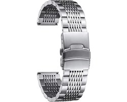 Premium Gepolijste Grids Metalen Mesh Rvs Horloge Strap Quick Release Vervanging Horloge Band met Dubbele Sloten Implementatie Gesp voor Man Vrouw 22mm